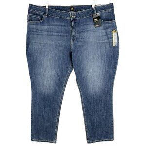 Lee Women's Legendary Stretch Blue Denim Jeans Plus Sz 30W Straight Mid Rise NWT